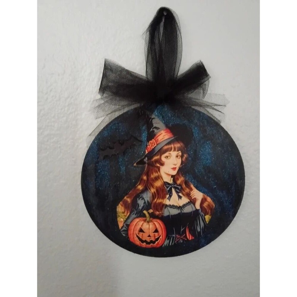 Handcrafted witch Halloween Decor